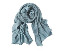 Générique Écharpe Longue Femme Homme Foulard à Rayée Coton Lin Elégant Coloris Unis Écharpe Chèche avec Frangé Enveloppes Grande Châle Stole, 190 X 90 cm (Bleu)
