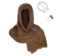 Générique Écharpe médiévale Cosplay Costume Renaissance Cape à capuche Désert Foulard à capuche avec broche viking Costume médiéval Costume Renaissance Cape Accessoires