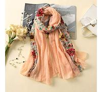 Générique Écharpe pour Femme - Écharpes Femme Cachemire Foulard pour Femmes Broderie Pashmina châles de Coton Floral Bandana Foulards (Orange One Size)