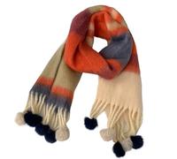Générique Écharpe rayée arc-en-ciel pour femme, châle épais doux et confortable, écharpes épaisses automne-hiver pour temps froid (Orange,One Size)