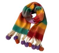 Générique Écharpe rayée arc-en-ciel pour femme, châle épais doux et confortable, écharpes épaisses automne-hiver pour temps froid (Colorful,One Size)