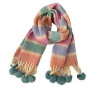 Générique Écharpe rayée arc-en-ciel pour femme, châle épais doux et confortable, écharpes épaisses automne-hiver pour temps froid (Blue,One Size)