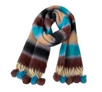 Générique Écharpe rayée arc-en-ciel pour femme, châle épais doux et confortable, écharpes épaisses automne-hiver pour temps froid (Brown,One Size)