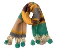 Générique Écharpe rayée arc-en-ciel pour femme, châle épais doux et confortable, écharpes épaisses automne-hiver pour temps froid (Green,One Size)