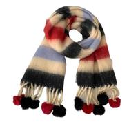 Générique Écharpe rayée arc-en-ciel pour femme, châle épais doux et confortable, écharpes épaisses automne-hiver pour temps froid (Black,One Size)