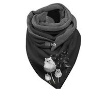 Générique Écharpe Triangle Femme Hiver Chaud Élégant Foulard en Coton Imprimé Pissenlit Chic Châle Vintage Scarf écharpe polaire femme Bouton Doux Wrap Décontracté Chaudes Châles (A02)