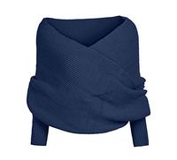 Générique Echarpes Femme Cachemire TricotéEs à Manches Pulls Haut éCharpe Pas Cher à La Mode Wrap Hiver Chaud Longue éCharpes ChâLe Au Tricot (Marine, One Size)