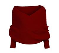 Générique Echarpes Femme Cachemire TricotéEs à Manches Pulls Haut éCharpe Pas Cher à La Mode Wrap Hiver Chaud Longue éCharpes ChâLe Au Tricot (Vin, One Size)