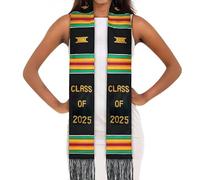 Générique Echarpes Femme - Echarpe Laine Femme Châle à Pompon Double Couche Ruban de Remise de diplôme en Satin Logo Écharpe d'étiquette pour Adulte Bandoulière d'honneur (Black One Size)