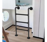 Générique Échelle de Grenier Industrielle en Fer Robuste - Échelle de Secours en Tube de Fer Rond pour puits de fenêtre d'entrepôt et de sous-Sol - Escabeau Noir à Montage Mural/au Sol (230