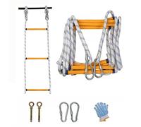Générique Échelle de Secours Incendie 8 m, Corde de sécurité pour bâtiments de 2, 3 ou 4 étages, résistante et munie de mousquetons, Solution d'évacuation d'urgence ignifugée