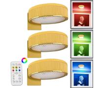 Générique Éclairage de Tableau Sans Fil - Applique LED avec Télécommande | Lampe Murale Magnétique à Piles | Lot de 3, Spot Dimmable pour Cadres & Œuvres d'Art, Installation Sans Perçage