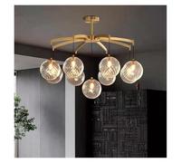 Générique Éclairage suspendu, Lustre LED moderne rond en laiton et verre, personnalisable, for salle à manger, salon, chambre à coucher(Warm White,AD85CM9head)
