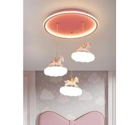 Générique Éclairage suspendu, Lustre licorne rose for chambre de princesse, lampe for d'enfant, motif cheval dessin animé mignon et simple