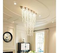 Générique Éclairage suspendu, Lustre moderne éclairage ovale Design salle à manger salon Cristal lumière de luxe encastré LED décor(Warm light,L80 W20 H100cm)