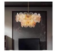 Générique Éclairage Suspendu, Lustre Rond en Verre doré Moderne avec décoration de Plafond Luxueuse for Chambre à Coucher, Salle à Manger, réglable et Personnalisable(Warm White,BD100cm)