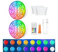 Générique Éclairages Piscine, Projecteur Étanche Rechargeable 16 Couleurs Avec Télécommande Et Minuterie, Lot 2 Lampes Piscine Sous-Marines, Pour Jardin Terrasse Porche Cour Extérieur Patio