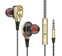 Générique Écouteur Intra-auriculaire Sport à Isolation du Bruit 3 5 mm Dual-Dynamic Quad-Core avec Microphone et subwoofer pour téléphone Mobile Universel Flexible