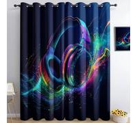 Générique Écouteurs De Couleur 3D Imprimé Oeillets Opaque Thermiques Rideau Fenetre Anti Bruit Décoration 234X230Cm pour Salon Cuisine Bébé Rideau Occultant 2 Pièces pour Chambre d'enfant