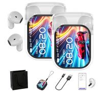 Générique Écouteurs de Traduction NE20, écouteurs sans Fil Bluetooth 5.4 avec écran LED et écran Tactile LCD, étanchéité IPX6, adaptés au Bureau, au Sport et aux études (2pcs-White)