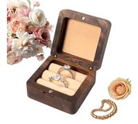 Générique Écrin à Anneaux en Bois | Organisateur de Bijoux avec Compartiment,Boîte De Fiançailles À Double Emplacement,Idéal pour Fiançailles Proposition Femme Souvenir de Voyage