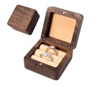 Générique Écrin à Anneaux en Bois | Organisateur De Bijoux Pour Doigts | Coffret À Bijoux En Bois À Double Logement | Idéal pour Fiançailles Proposition Femme Souvenir de Voyage