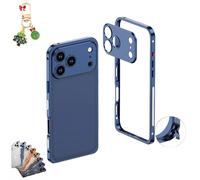 Générique Edgepatrol Pro Metal Case, Ultra-Thin Metal Frame Heat Dissipation Case with Lens Protector for Phone 17/16/15/14 Pro Max, Shockproof Phone Shell (for 14plus,Titanium Blue)