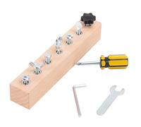 Générique Educational Screw-Tightening Busy Board, Toddler Tool Set Activity Board with Wooden Screwdriver Set, Fine Motor Skill Learning Toy for Hand-Eye Coordination & Focus Development (7 Holes)