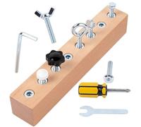 Générique Educational Screw-Tightening Busy Board, Toddler Tool Set Activity Board with Wooden Screwdriver Set, Fine Motor Skill Learning Toy for Hand-Eye Coordination & Focus Development (8 Holes)