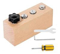 Générique Educational Screw-Tightening Busy Board, Toddler Tool Set Activity Board with Wooden Screwdriver Set, Fine Motor Skill Learning Toy for Hand-Eye Coordination & Focus Development (4 Holes)