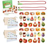 Générique Educational String Beaded Toys, Wooden Greedy Caterpillar Rope Toy, Wooden Threading Beads Set, Montessori Threading Stringing Toys for Interactive Learning (2Sets)