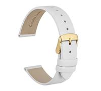 Générique EDVENA Bracelet De Montre Élégant En Cuir Véritable 8mm 10mm 12mm 14mm 16mm 18mm 20mm 22mm, Bracelets De Remplacement For Femmes(White-Gold,20mm)