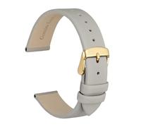 Générique EDVENA Bracelet De Montre Élégant En Cuir Véritable 8mm 10mm 12mm 14mm 16mm 18mm 20mm 22mm, Bracelets De Remplacement For Femmes(Grey-Gold,8mm)