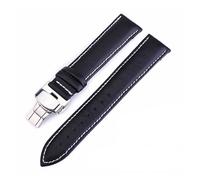 Générique EDVENA Bracelet De Montre En Cuir De Vache 12 Mm 14 Mm 16 Mm 18 Mm 19 Mm 20 Mm 22 Mm 24 Mm(Black white thread,13mm)