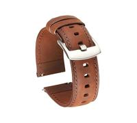 Générique EDVENA Bracelet De Montre En Cuir Mat Crazy Horse À Dégagement Rapide De 20 À 22 Mm, Souple, Étanche, Noir, Argent, Boucle, Accessoires De Montre Avec Outil(Dark brown Silver,22mm)