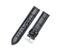 Générique EDVENA Bracelet de montre en cuir véritable for femme, 12/13 mm, 14 mm, 17 mm, 18 mm, 19 mm, 20 mm, 22 mm, for homme(Crocodile-Black-SV,20mm)