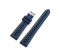 Générique EDVENA Bracelet De Montre Rétro En Cuir De Vache Fait Main, Design Ventilé, 18 Mm, 19 Mm, 20 Mm, 21 Mm, 22 Mm, Vert, Marron, Noir, Café, Bleu, For Homme(Blue,22mm)