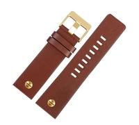 Générique EDVENA Bracelet De Montre Tendance En Cuir Vache Avec Rivet, Compatible Les Modèles Diesel DZ7313, DZ7333, 7322, 7257, 4318, 7348, 7334(Plain brown x gold,22mm)