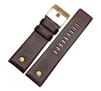 Générique EDVENA Bracelet De Montre Tendance En Cuir Vache Avec Rivet, Compatible Les Modèles Diesel DZ7313, DZ7333, 7322, 7257, 4318, 7348, 7334(Brown Gold buckle,28mm)