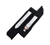 Générique EDVENA Bracelet En Cuir De Vachette Véritable Lisse 18 Mm 20 Mm 22 Mm Avec Boucle Papillon Automatique Robuste(White(rose gold),22mm)