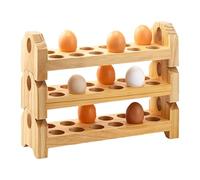 Générique Egg Holder, Counter Egg Dispenser 3-Tier Rack, Large Stackable Wooden Storage Organizer, Sturdy Space-Saving Design, Rustic Kitchen Decor for Farmhouse Shop Apartment Home Collecting