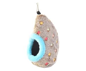 Générique Egg Shape Nest - Resting Sleeping Shelter for Parrots | Velvet with Soft Interior, Yellow Blue Options, Cage Bird House 11x16x22cm, Balcony Windowsill Living Room Use for Conures Lovebirds