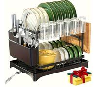 Générique Égouttoir à Vaisselle 2 Niveaux avec Système de Drainage, Égouttoir Vaisselle sur Evier en Acier Inoxydable, Grand Rangement Cuisine Anti-Rouille