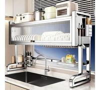 Générique Égouttoir à Vaisselle à Poser sur l'évier, Porte-ustensiles de Cuisine en Acier Inoxydable, égouttoir Multifonctionnel pour Vaisselle, Verres, Bols et Couverts (87 cm / 34,2 po)