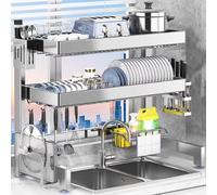 Générique Égouttoir de Cuisine Multifonctionnel en Acier Inoxydable 304 pour Plan de Travail, Comprenant Un égouttoir pour Bols et Baguettes, Un séchoir à Vaisselle Extensible (75 cm / 29,5