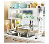 Générique Égouttoir sur Évier Multifonction avec Panier De Rangement Et Housse Anti Poussière, Organisateur Robuste for Comptoir De Cuisine Familiale Incluant Porte Ustensiles(White,95cm)