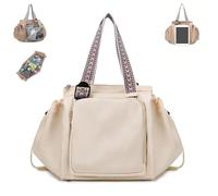 Générique Ekons Essential Tote, Multifunctional Travel Organizer Bag for Ladies, Boasts Great Storage Capacity, for Various Occasions (Off-white)
