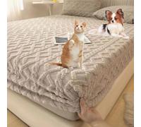 Générique Elastic Bed Sheets,Winter Soft Cosy Plush Shaggy Taffeta Elastic Fitted Sheet,Non Slip Flannel Velvet Mattress Protector,Queen Size All Inclusive Bed Cove with Two Pillow Cover