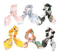 Générique Élastiques Cheveux Satin Lot de 6 Oreilles de Lapin Nœuds pour Femmes Accessoires pour Demi-Chignons et Coiffures Variées Style Aléatoire