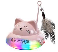 Générique Electric Cat Teaser Wand, Interactive Cat Toy, 3.94x3.94 inches Silicone Teaser with Lights Music, Cute Cat-Design Toy, Pet Enrichment Game for Indoor Kitten Exercise